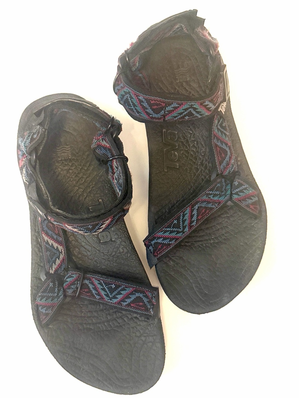 Original Teva Black Sandals with Multicolor Geometric Straps